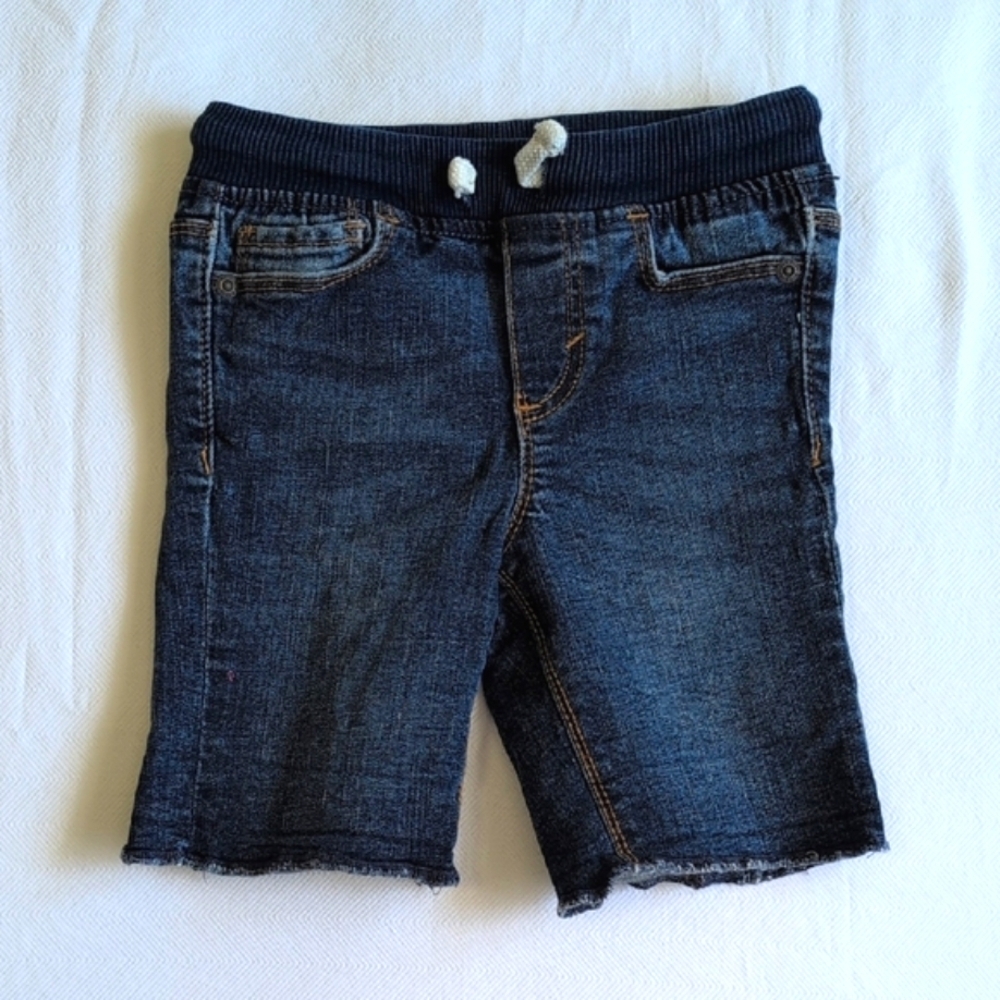 old navy pull-on stretch denim raw hem shorts with functional drawstring 2T boys - Picture 1 of 5